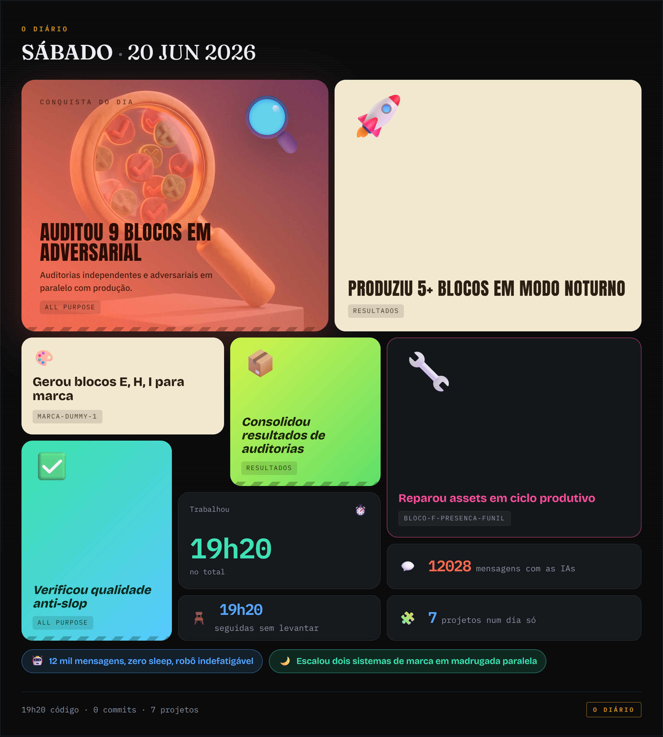 Bento de conquistas de 2026-06-20