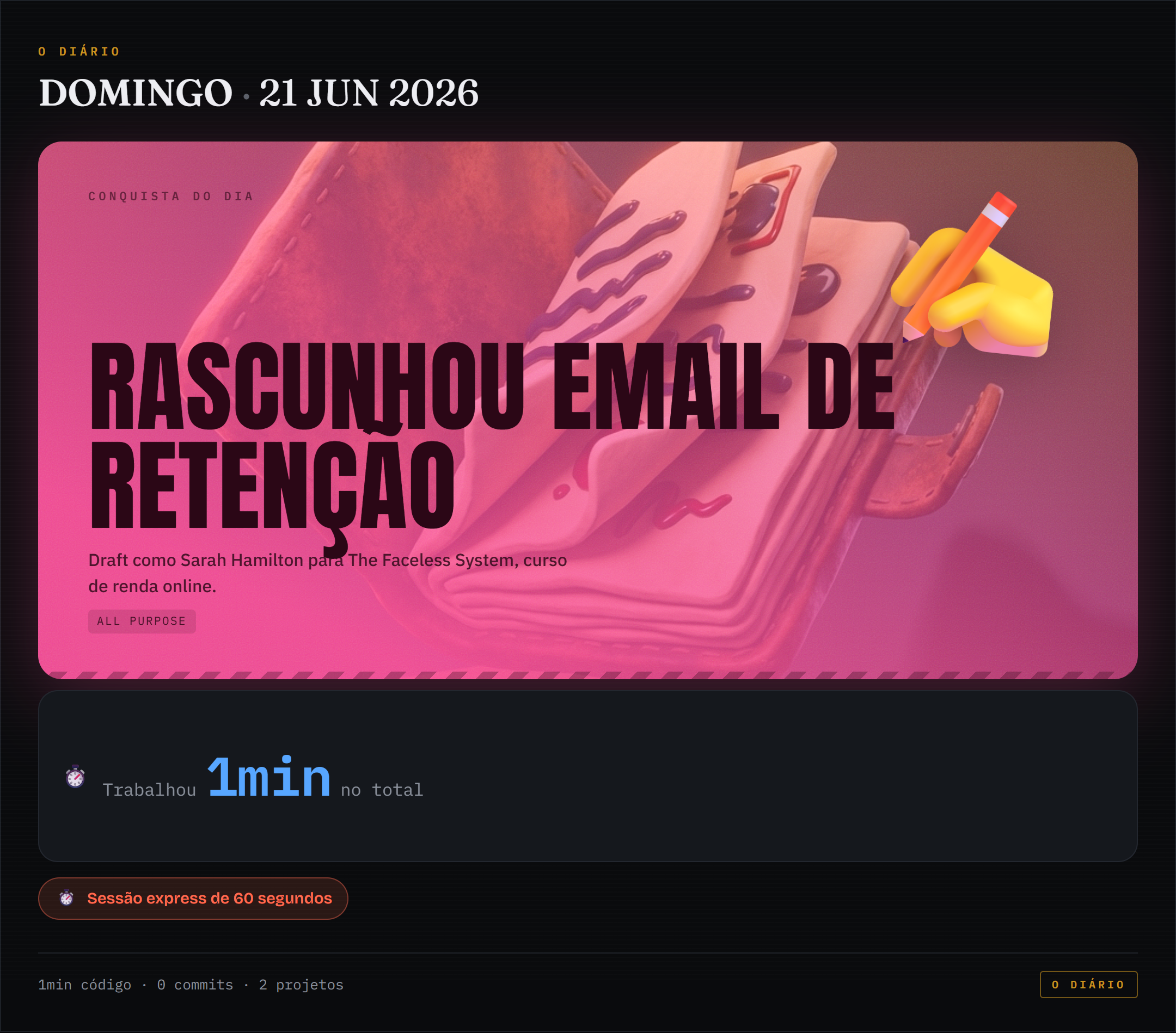 Bento de conquistas de 2026-06-21