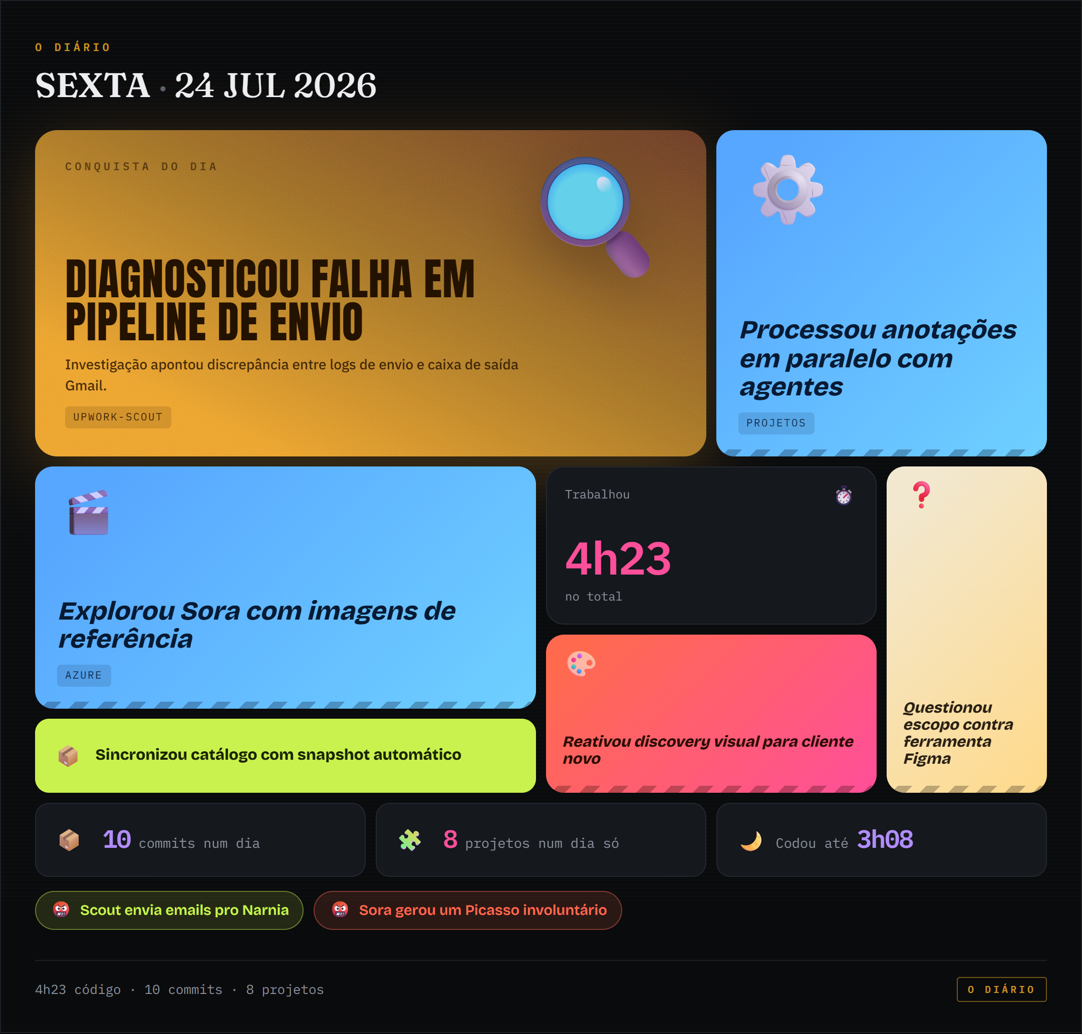 Bento de conquistas de 2026-07-24